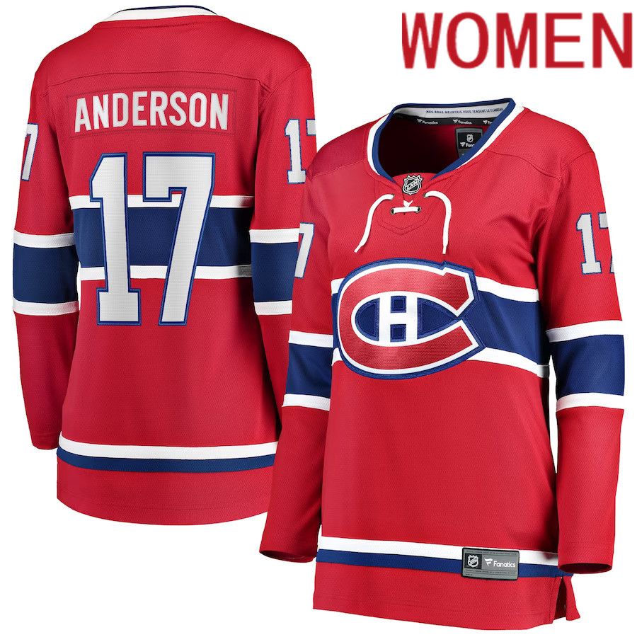 Women Montreal Canadiens 17 Josh Anderson Fanatics Branded Red Breakaway Player NHL Jersey